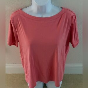 Chico’s womens T-shirt size 2 petal Short Sleeve Pink Round Collar 100% Cotton